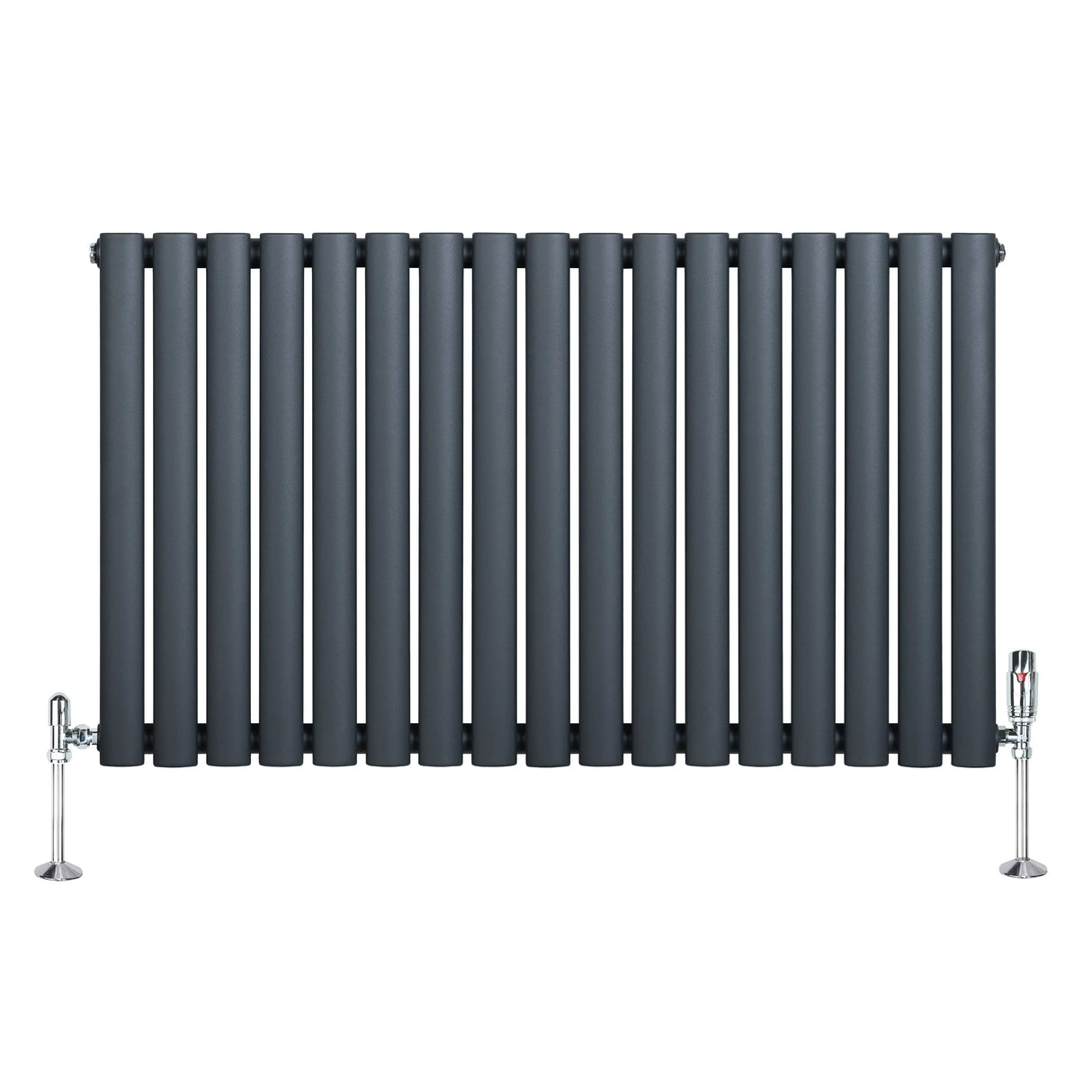 Oval Single Column Radiator & Valves  600mm x 1020mm  Anthracite Grey