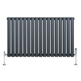 Oval Single Column Radiator & Valves  600mm x 1020mm  Anthracite Grey