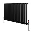 Oval Single Column Radiator & Valves  600mm x 1020mm  Black