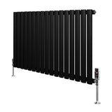 Oval Single Column Radiator & Valves  600mm x 1020mm  Black