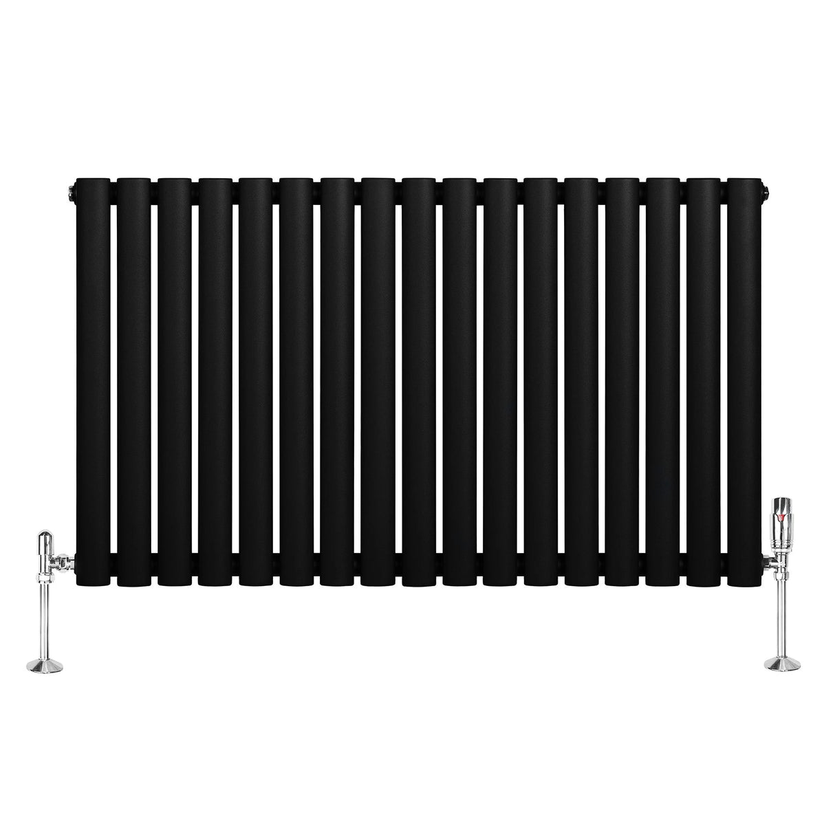 Oval Single Column Radiator & Valves  600mm x 1020mm  Black