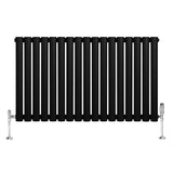 Oval Single Column Radiator & Valves  600mm x 1020mm  Black