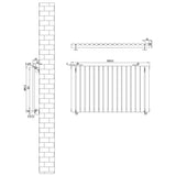 Oval Single Column Radiator & Valves  600mm x 1020mm  Black