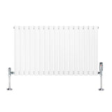 Oval Single Column Radiator & Valves  600mm x 1020mm  White