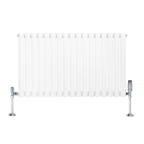 Oval Single Column Radiator & Valves  600mm x 1020mm  White