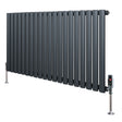 Oval Single Column Radiator & Valves  600mm x 1200mm  Anthracite Grey