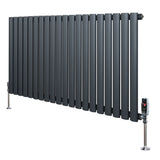Oval Single Column Radiator & Valves  600mm x 1200mm  Anthracite Grey