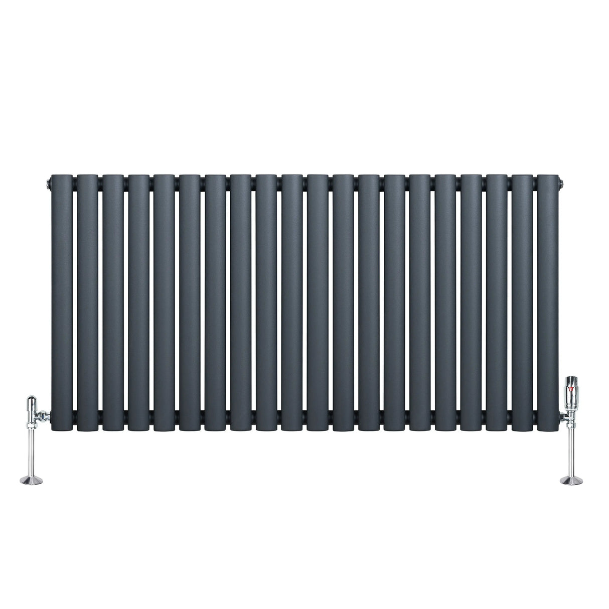 Oval Single Column Radiator & Valves  600mm x 1200mm  Anthracite Grey