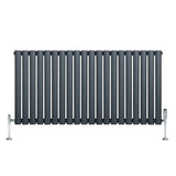 Oval Single Column Radiator & Valves  600mm x 1200mm  Anthracite Grey
