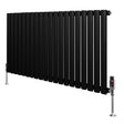 Oval Single Column Radiator & Valves  600mm x 1200mm  Black