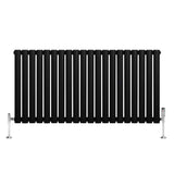 Oval Single Column Radiator & Valves  600mm x 1200mm  Black