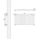 Oval Single Column Radiator & Valves  600mm x 1200mm  Black