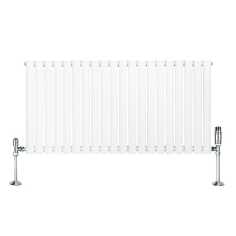 Oval Single Column Radiator & Valves  600mm x 1200mm  White