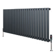 Oval Single Column Radiator & Valves  600mm x 1440mm  Anthracite Grey