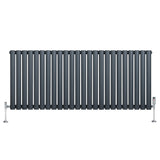 Oval Single Column Radiator & Valves  600mm x 1440mm  Anthracite Grey