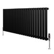 Oval Single Column Radiator & Valves  600mm x 1440mm  Black