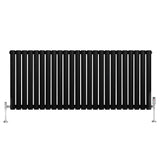 Oval Single Column Radiator & Valves  600mm x 1440mm  Black