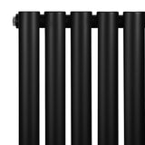 Oval Single Column Radiator & Valves  600mm x 1440mm  Black