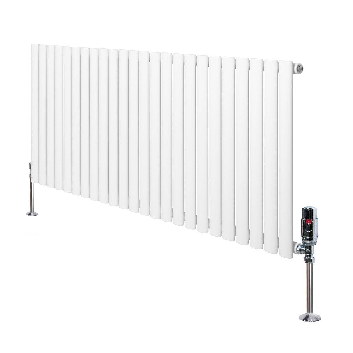 Oval Single Column Radiator & Valves  600mm x 1440mm  White