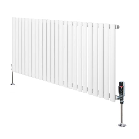 Oval Single Column Radiator & Valves  600mm x 1440mm  White
