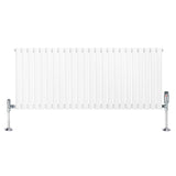 Oval Single Column Radiator & Valves  600mm x 1440mm  White
