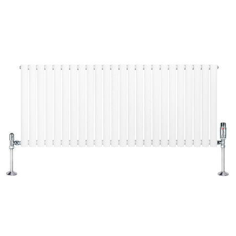 Oval Single Column Radiator & Valves  600mm x 1440mm  White