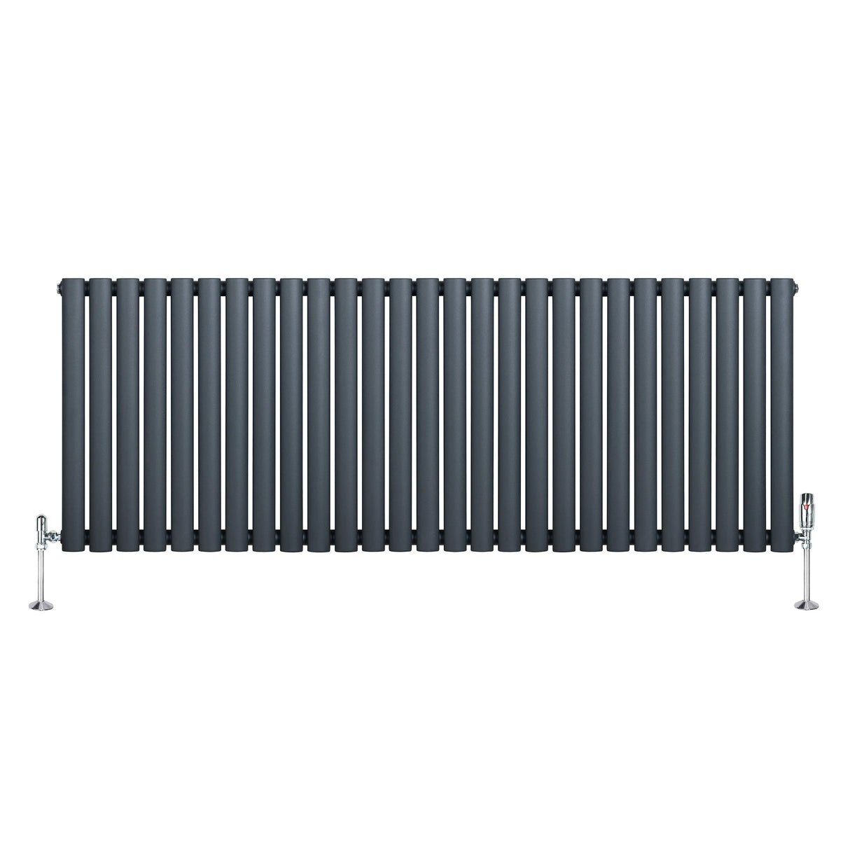 Oval Single Column Radiator & Valves  600mm x 1620mm  Anthracite Grey