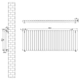 Oval Single Column Radiator & Valves  600mm x 1620mm  Black