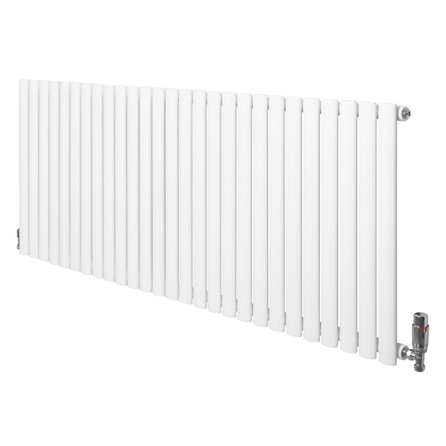 Oval Single Column Radiator & Valves  600mm x 1620mm  White