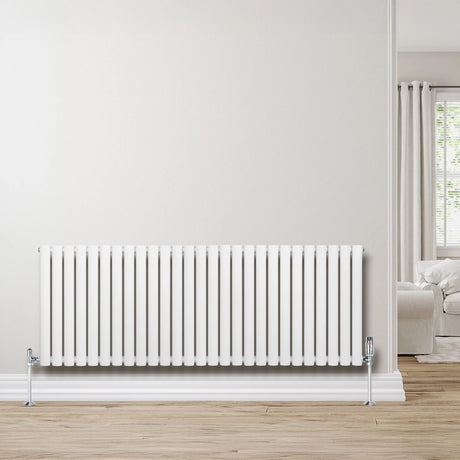 Oval Single Column Radiator & Valves  600mm x 1620mm  White