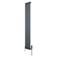 Oval Single Column Radiator & Valves  1600mm x 240mm  Anthracite Grey