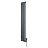 Oval Single Column Radiator & Valves  1600mm x 240mm  Anthracite Grey