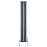 Oval Single Column Radiator & Valves  1600mm x 240mm  Anthracite Grey