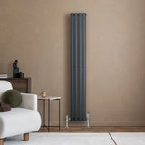 Oval Single Column Radiator & Valves  1600mm x 240mm  Anthracite Grey