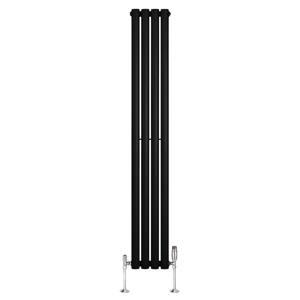 Oval Single Column Radiator & Valves  1600mm x 240mm  Black