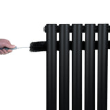 Oval Single Column Radiator & Valves  1600mm x 240mm  Black