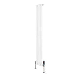 Oval Single Column Radiator & Valves  1600mm x 240mm  White