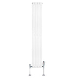 Oval Single Column Radiator & Valves  1600mm x 240mm  White
