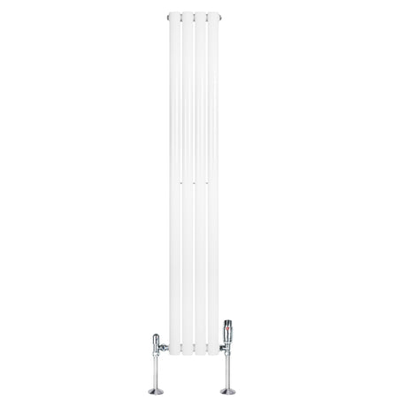 Oval Single Column Radiator & Valves  1600mm x 240mm  White