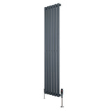 Oval Single Column Radiator & Valves  1600mm x 360mm  Anthracite Grey