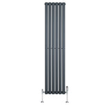 Oval Single Column Radiator & Valves  1600mm x 360mm  Anthracite Grey