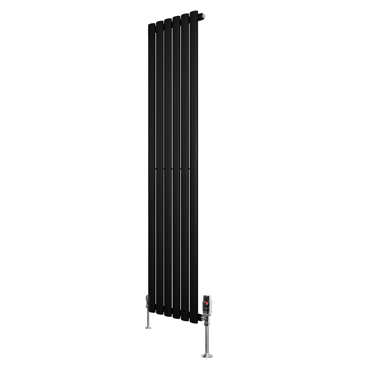 Oval Single Column Radiator & Valves  1600mm x 360mm  Black
