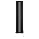 Oval Single Column Radiator & Valves  1600mm x 360mm  Black