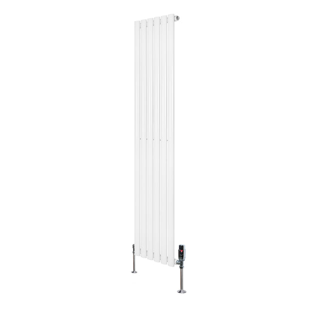 Oval Single Column Radiator & Valves  1600mm x 360mm  White