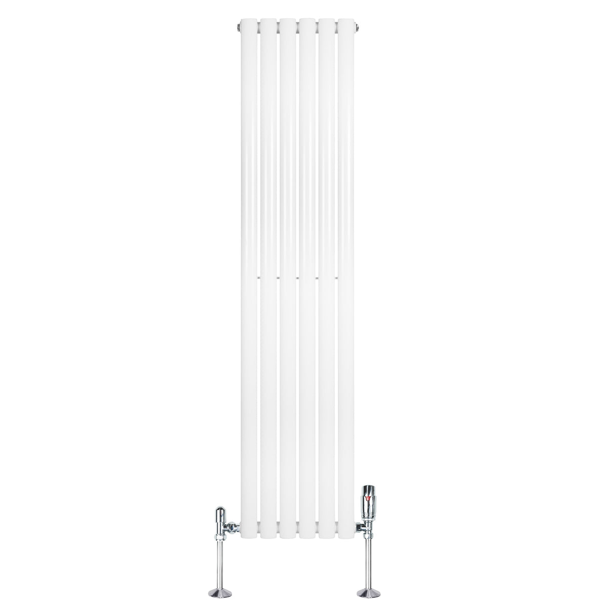 Oval Single Column Radiator & Valves  1600mm x 360mm  White