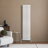 Oval Single Column Radiator & Valves  1600mm x 360mm  White