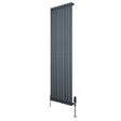 Oval Single Column Radiator & Valves  1600mm x 480mm  Anthracite Grey