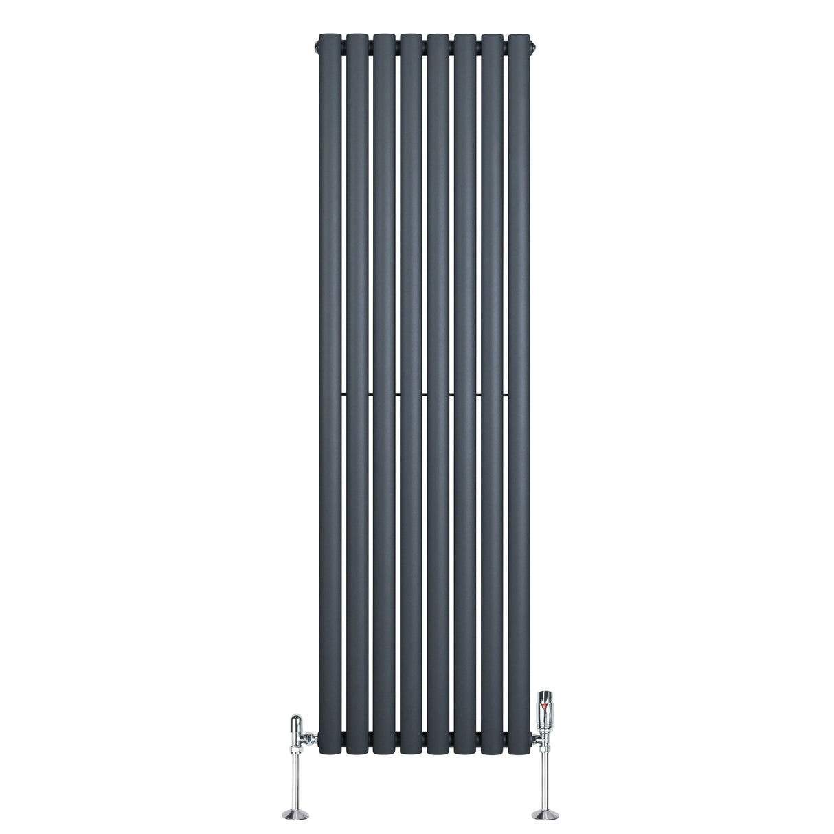 Oval Single Column Radiator & Valves  1600mm x 480mm  Anthracite Grey