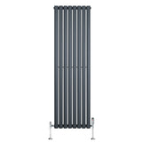 Oval Single Column Radiator & Valves  1600mm x 480mm  Anthracite Grey