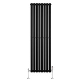 Oval Single Column Radiator & Valves  1600mm x 480mm  Black